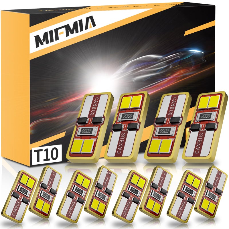 MIFMIA 194 LED Bulb 6000K White 168 T10 2825 W5W 5SMD Replacement Bulbs Error Free for Car Dome Map Door Courtesy Side Marker Reading Glove Box License Plate Lights Pack of 12 - Image 3