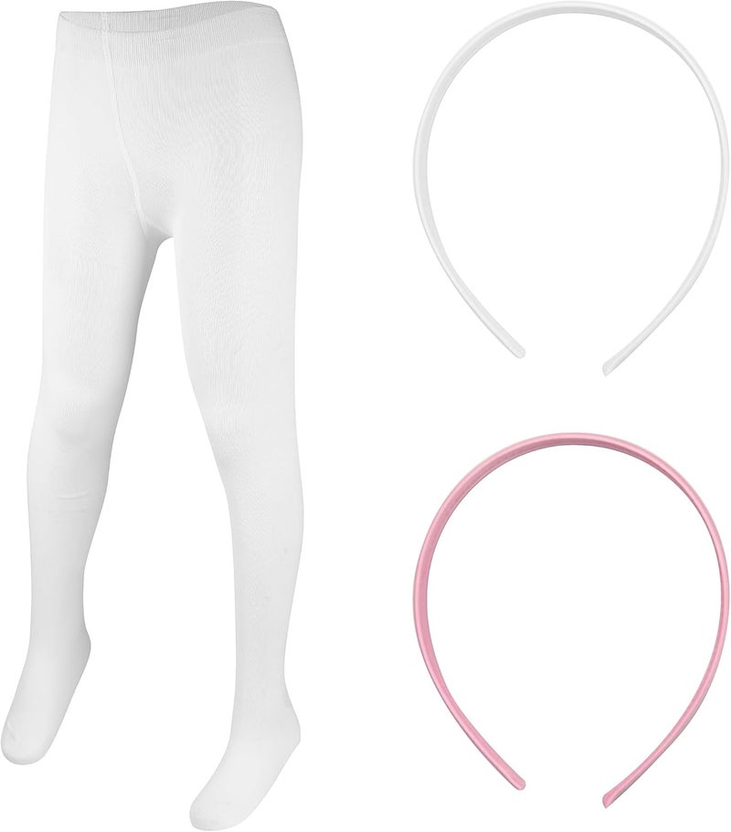 GLITTERS® Trendy White Tights with 2 Piece Hairband for Kids and Girls (3-4 Years) - Image 1