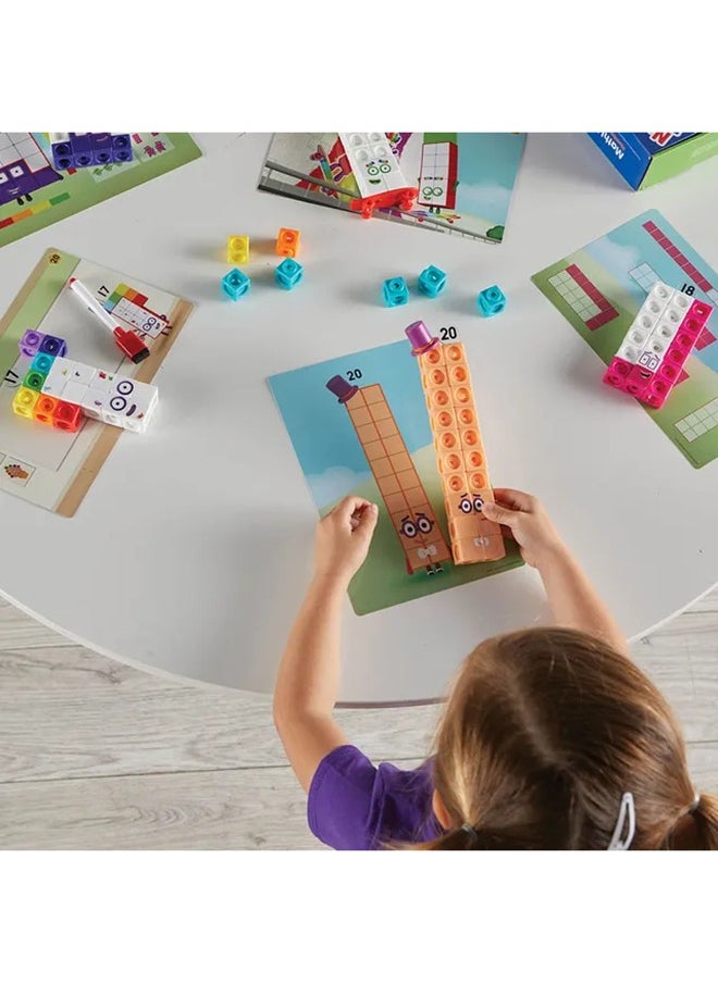 Learning Resources - Learning Resources MathLink Cubes Numberblocks 11-20 Activity Set, 30 Numberblocks Activities Linked to TV Episodes, 155 Numberblocks MathLink Cubes & More, Ages 3+ - Image 1