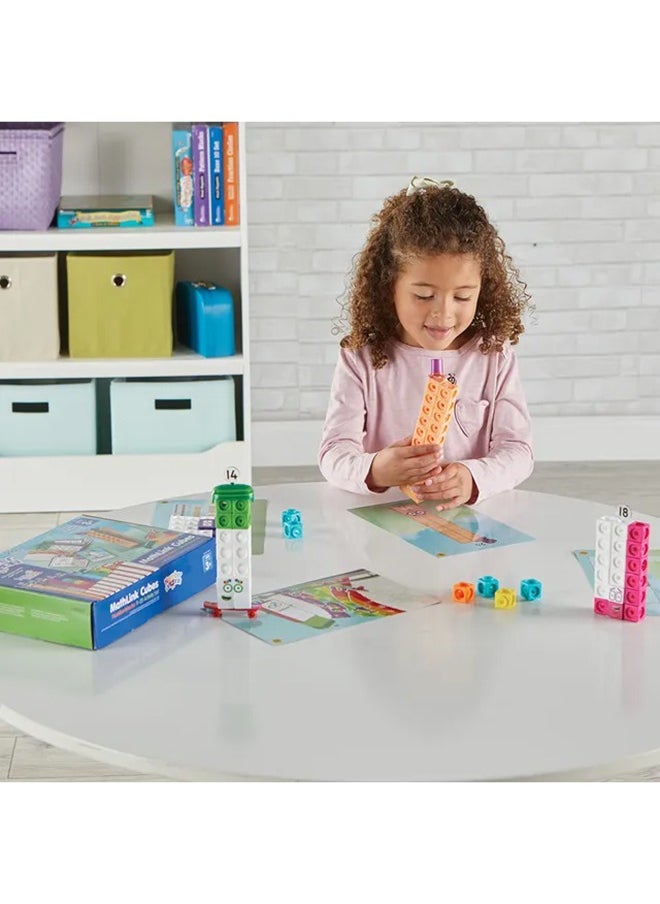 Learning Resources - Learning Resources MathLink Cubes Numberblocks 11-20 Activity Set, 30 Numberblocks Activities Linked to TV Episodes, 155 Numberblocks MathLink Cubes & More, Ages 3+ - Image 1