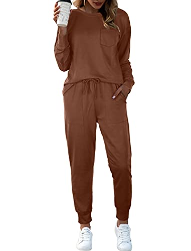 Bofell Two Piece Sets for Women Going Out Fall Outfits 2024 Fashion Lounge Sets 2 Piece Sweatsuits Coffee S - Image 5