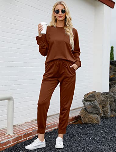 Bofell Two Piece Sets for Women Going Out Fall Outfits 2024 Fashion Lounge Sets 2 Piece Sweatsuits Coffee S - Image 3