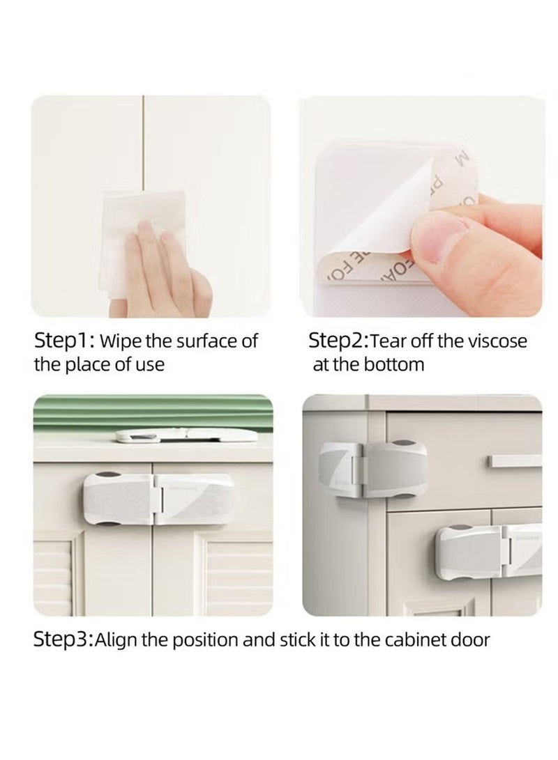 4PCS Baby Safety Locks, Child Safety Locks, Adjustable Kids Security Locker for Freezer, Cabinet, Drawers, Door, PE FOAM Adhesive, 270° Rotatable, No Drilling, Ideal for Toddlers Children and Kids - Image 5
