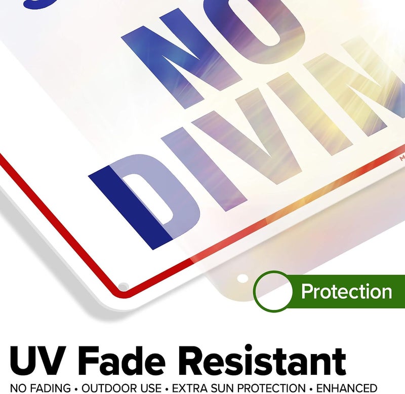 ARS Attention No Diving Sign, 10x14 Inches, 55 mil thick HDPE (high density polyethylene), Made in UAE - Image 3