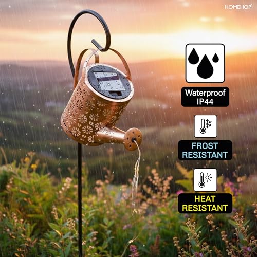Homehop Solar Light Outdoor Garden Decor Watering Can Hanging Waterproof LED Decorative Kettle Shower String Lamp for Table Yard Pathway Gardening Gifts Iron Warm White - Image 4