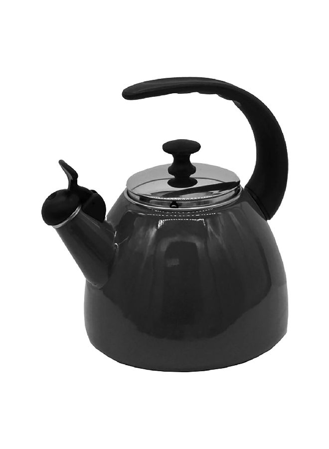 Elegant Broad Spout Whistling Tea Kettle with Lid Black 2.5 L AD116