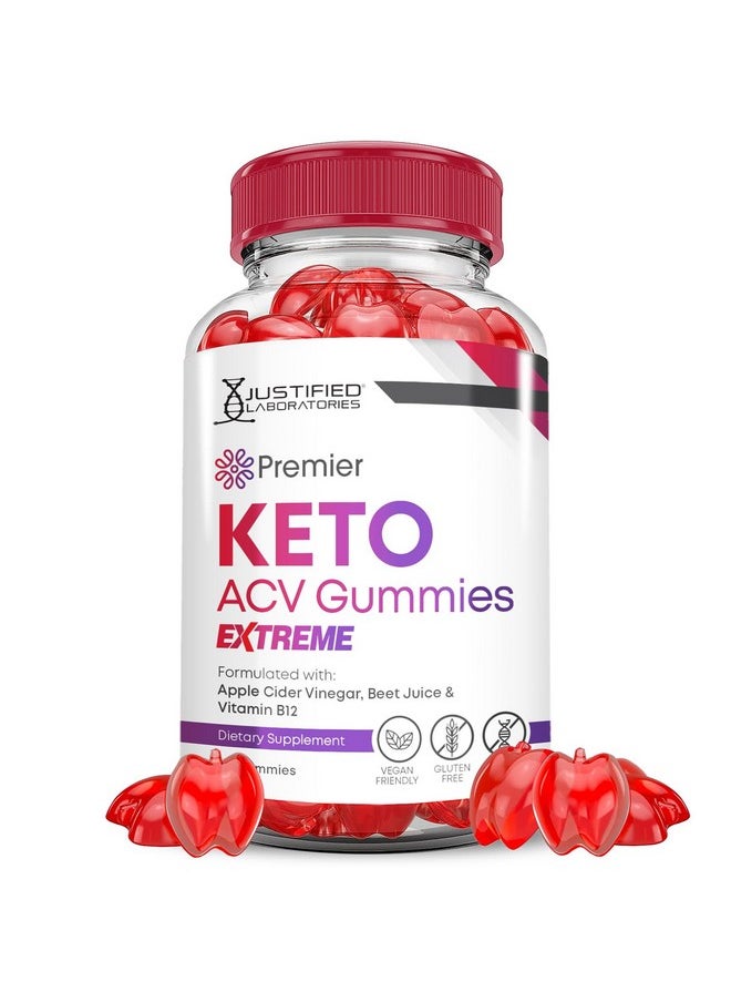 Justified Laboratories - Premier Keto ACV Gummies Extreme 2000MG Premier Keto Gummies Apple Cider Vinegar Formulated with Pomegranate Beet Juice Powder B12 Vegan Non GMO 60 Gummys - Image 1