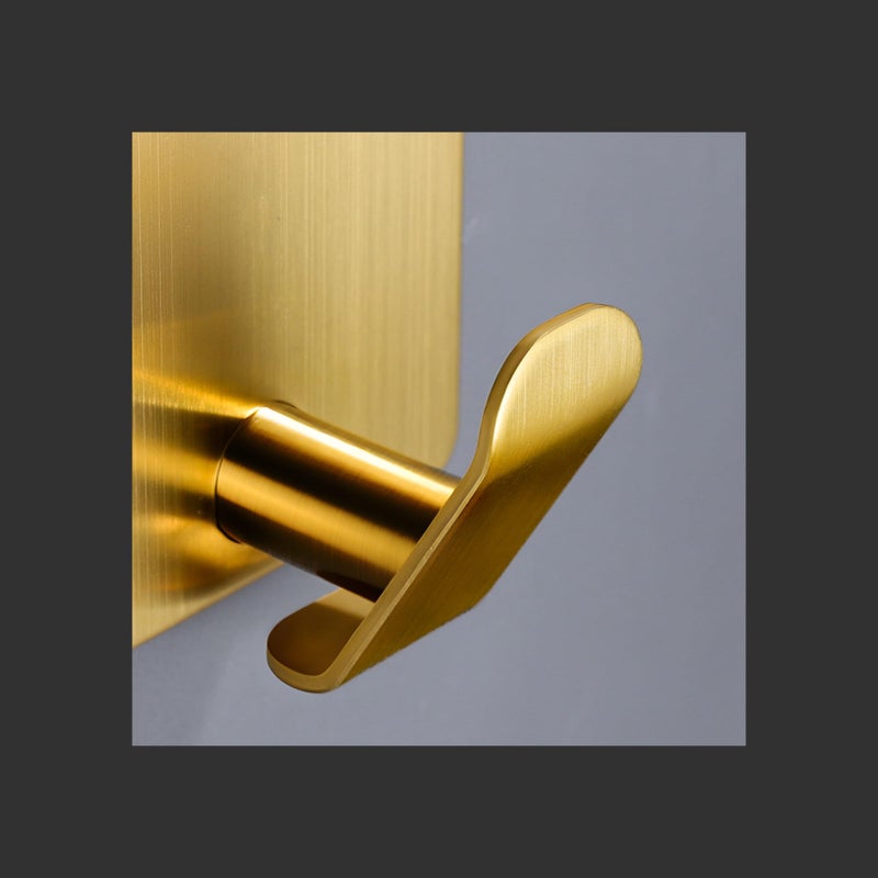 DELITON Adhesive Hooks - 4 Pack Gold Towel Hooks for Hanging Coat/Robe, Heavy Duty Stick on Wall for Bathroom and Kitchen - Image 4
