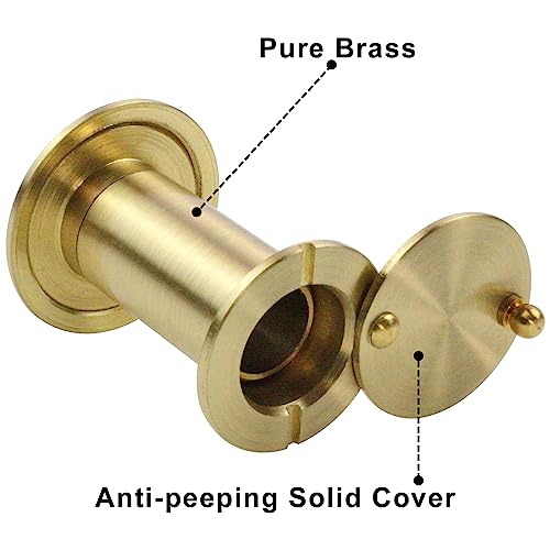 Earl Diamond - Peep Holes for Door, Solid Brass 200-Degree Door Viewer Peephole with Heavy Duty Rotating Privacy Cover for 1-3/8" to 2-1/6" Doors for Home Office Hotel, Satin Gold - Image 4