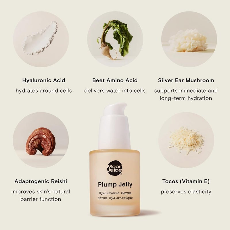 Moon Juice Plump Jelly Hyaluronic Acid Serum for Face - Hydrating Serum with Peptides & Mushrooms, Anti Aging Skincare for Dehydrated Skin, Barrier Support & Elasticity, Vegan & Cruelty-Free, 1 Fl oz - Image 3
