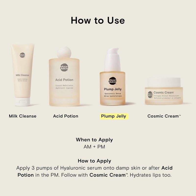 Moon Juice Plump Jelly Hyaluronic Acid Serum for Face - Hydrating Serum with Peptides & Mushrooms, Anti Aging Skincare for Dehydrated Skin, Barrier Support & Elasticity, Vegan & Cruelty-Free, 1 Fl oz - Image 4