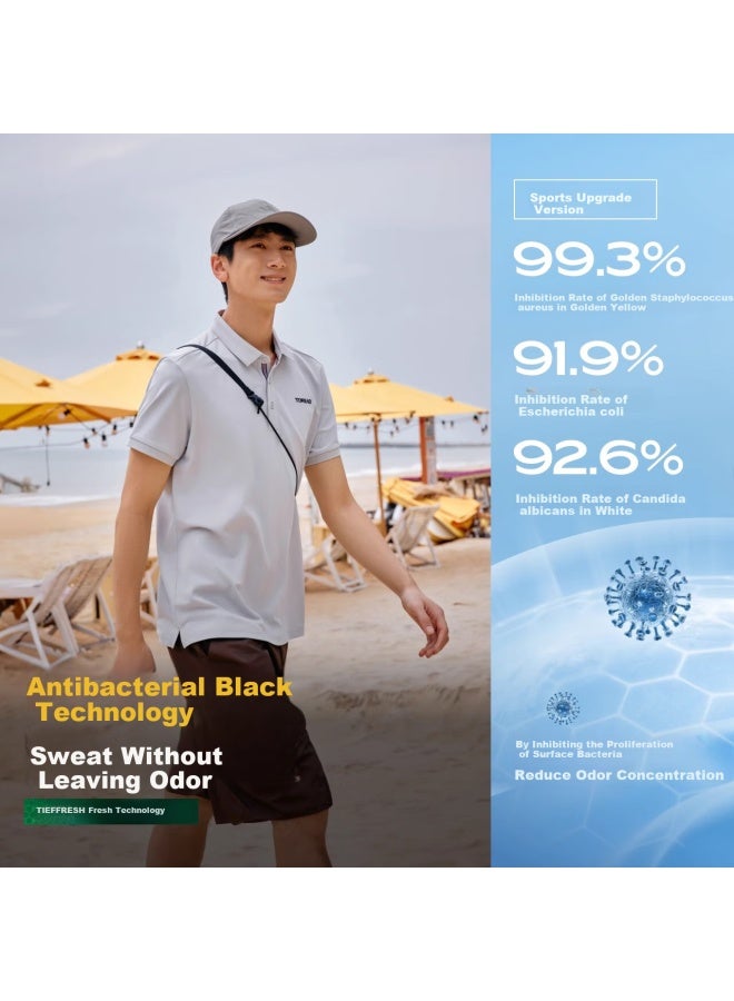 Toread T-shirt Polo Shirt, Outdoor Sports Stand-collar Quick-dry Short Sleeve Breathable Couple's Half Sleeve, Mountain Shadow Gray Men's, Size S - Image 1