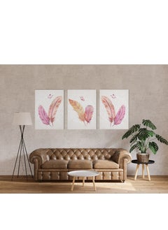 Canvas Wall Art, Abstract Framed Portrait of pink feather butterfly geometric art pattern