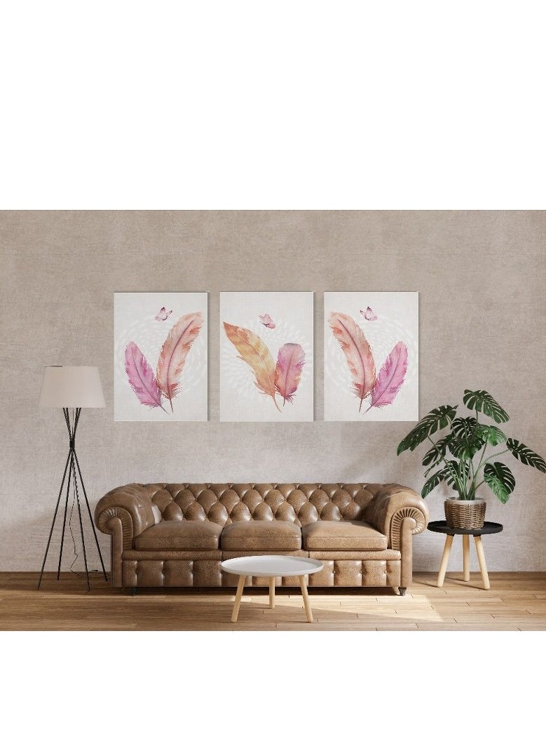 Home Gallery - Canvas Wall Art, Abstract Framed Portrait of pink feather butterfly geometric art pattern - Image 1
