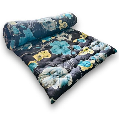 Deevine Craft Soft Cotton Foldable Mattress | 3D Printed Dark Grey Floral Design Single Firm Gadda | Lightweight 1 Sleeping Capacity | 3 x 6 ft or 72 x 36 Inches | Hypoallergenic Breathable - Image 5