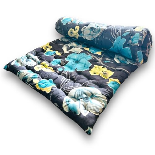 Deevine Craft Soft Cotton Foldable Mattress | 3D Printed Dark Grey Floral Design Single Firm Gadda | Lightweight 1 Sleeping Capacity | 3 x 6 ft or 72 x 36 Inches | Hypoallergenic Breathable - Image 4