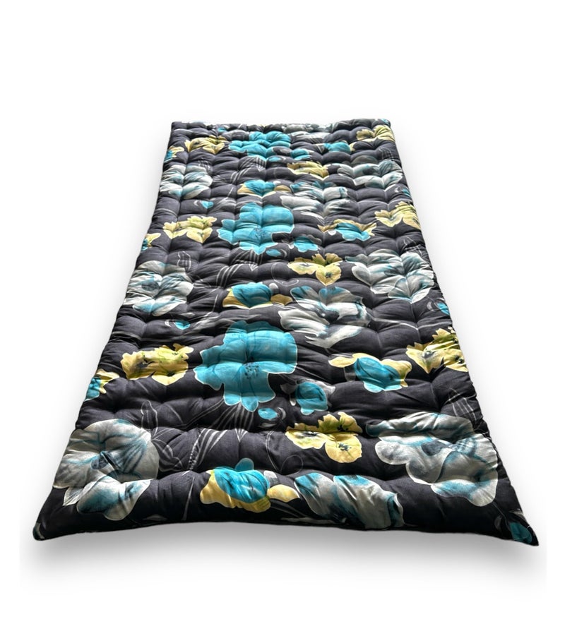 Deevine Craft Soft Cotton Foldable Mattress | 3D Printed Dark Grey Floral Design Single Firm Gadda | Lightweight 1 Sleeping Capacity | 3 x 6 ft or 72 x 36 Inches | Hypoallergenic Breathable - Image 2