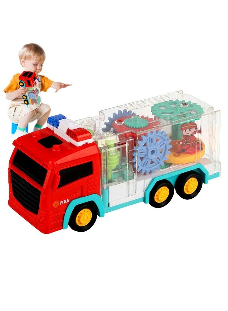 Prime Light Up Transparent Children Gear Fire Truck Toddlers Toys Girls Boys Electric Game with Light and Music Kids Educational Toys - Image 1
