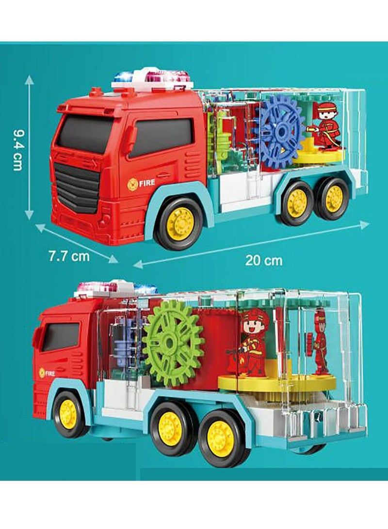 Prime Light Up Transparent Children Gear Fire Truck Toddlers Toys Girls Boys Electric Game with Light and Music Kids Educational Toys - Image 3
