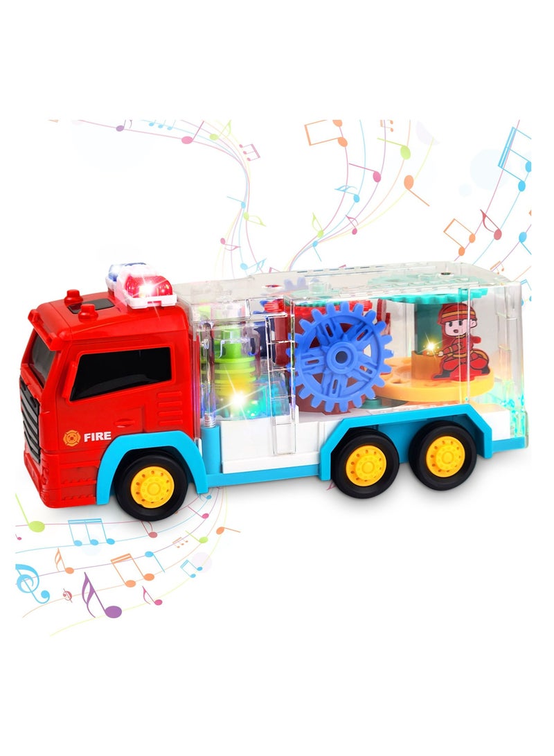 Prime Light Up Transparent Children Gear Fire Truck Toddlers Toys Girls Boys Electric Game with Light and Music Kids Educational Toys - Image 4