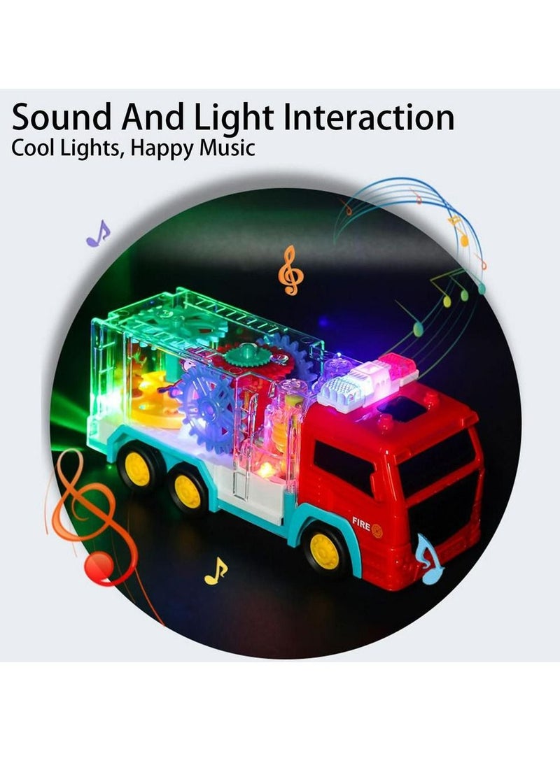 Prime Light Up Transparent Children Gear Fire Truck Toddlers Toys Girls Boys Electric Game with Light and Music Kids Educational Toys - Image 5