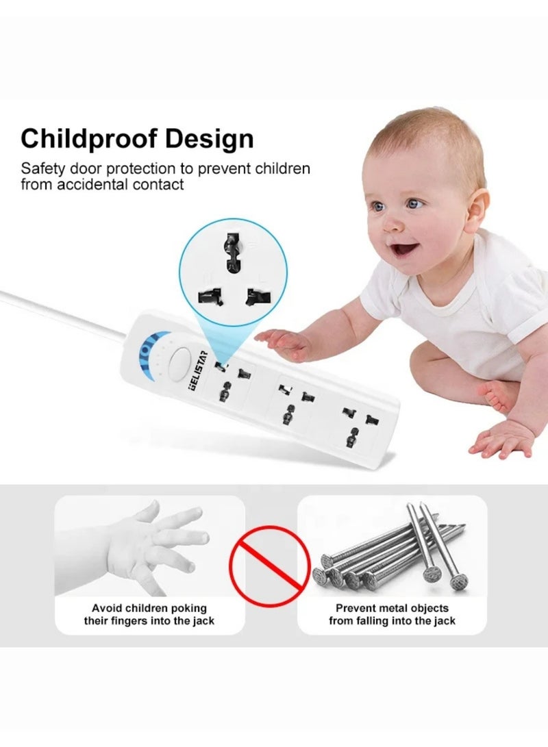 Best Power Extension Socket – 3 Universal Outlets, 1700W High Power, Flame-Retardant Body, Built-In Power Switch, Child Safety Shutter – Model BT-5203-3 - Image 4