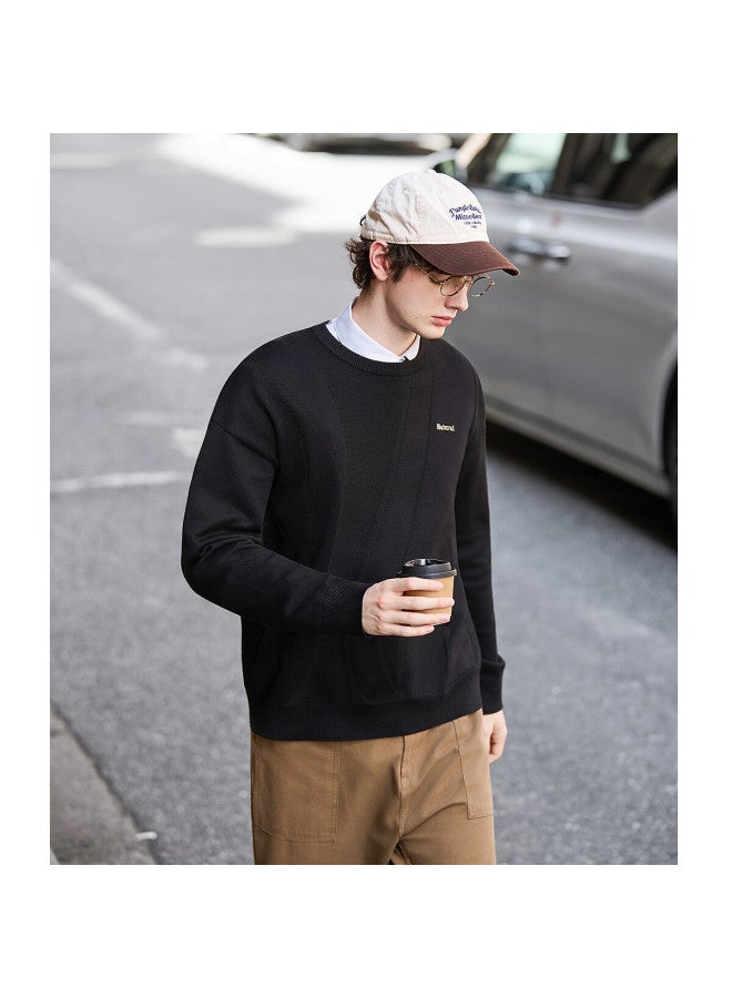 Tonlion Autumn Winter New Men's Sweater Crew Neck Pullover Letter Embroidered Textured Knitwear Versatile Top - Image 1