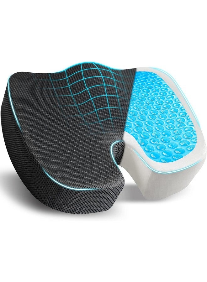 Grin Health Coccyx Pillow with Gel Seat -Orthopedic Chair Cushion for Pressure Relief Coccyx Cushion for Tailbone Back Pain Relief, Office, Car Seat Cushion Driving, Upto 80 kg (Black) - Image 1