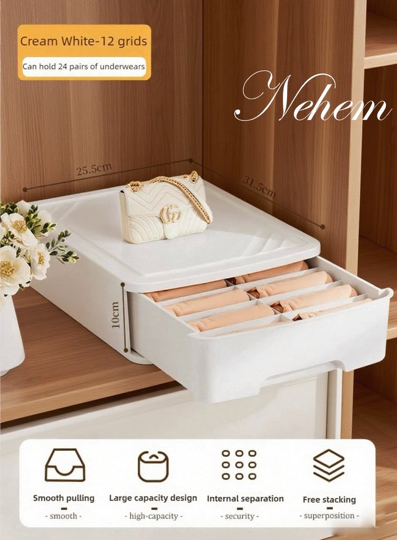 nehem Storage Box Drawer Organizer for Bras, Panties & Socks – Dustproof & Moisture-Resistant Closet Storage Box with Dividers, Handles – Underwear Lingerie Drawer Organizer for Cabinets  - Image 2