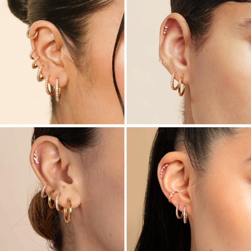 ALEXCRAFT Small 14K Gold Hoop Earrings for Women - Huggie Cartilage Earring Set Cute Thin Mini Tragus Plated Hoops Multiple Piercings Aretes Earrings Sets for Women 5 Pairs(8/10/12/14/16) mm - Image 3