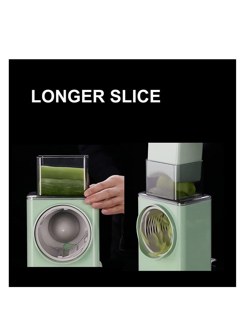 Raxoom Rotary Vegetable Cutter + Cheese Grater - Vegetable Shredder Round Mandoline Slicer, Grater, Salad Maker - Large Feed Port - Suction Base - Vegetable, Fruit, Cookie, OREO, Nuts (Green) - Image 4