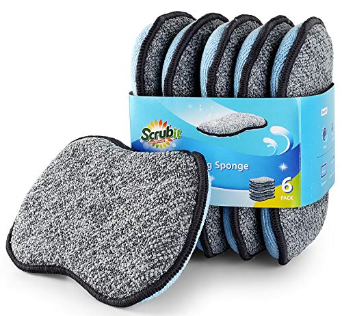 SCRUBIT Multi-Purpose Scrub Sponges for Kitchen by Scrub- it - Non-Scratch Microfiber Sponge Along with Heavy Duty Scouring Power - Effortless Cleaning of Dishes, Pots and Pans All at Once(6 Pack, Large) - Image 3