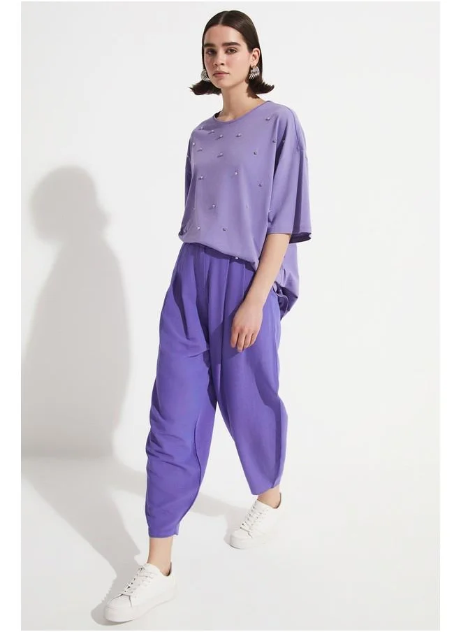 JUNE June Linen Blend Trouser Purple