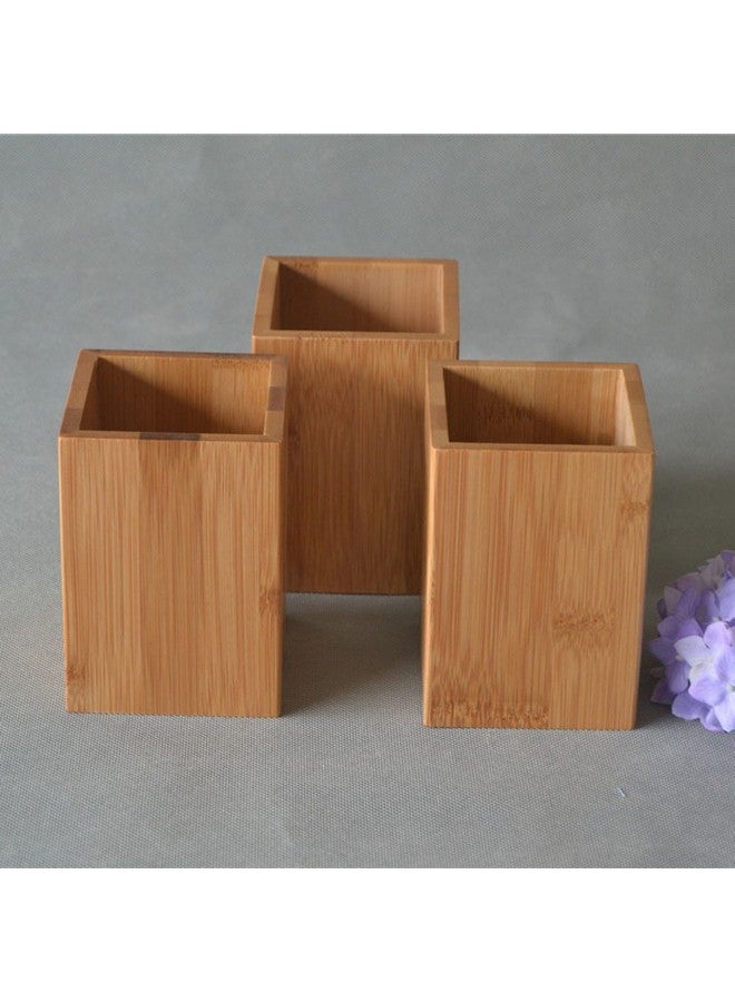 YOSCO Bamboo Wood Desk Pen Pencil Holder Stand Multi Purpose Use Pencil Cup Pot Desk Organizer - Image 3