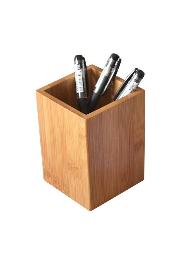 YOSCO Bamboo Wood Desk Pen Pencil Holder Stand Multi Purpose Use Pencil Cup Pot Desk Organizer - Image 1