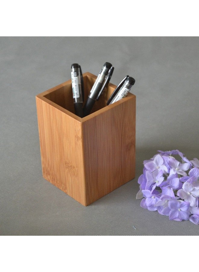 YOSCO Bamboo Wood Desk Pen Pencil Holder Stand Multi Purpose Use Pencil Cup Pot Desk Organizer - Image 2