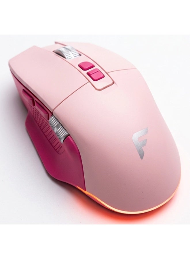 المؤسس ماوس لاسلكي ثلاثي الأوضاع G600 - ماوس عالي الدقة بإضاءة RGB مع إمكانية الاتصال بأجهزة متعددة، ماوس لاسلكي مريح مع DPI قابل للتعديل، تصميم عجلة تمرير مزدوجة وعمر بطارية طويل - وردي - Image 2