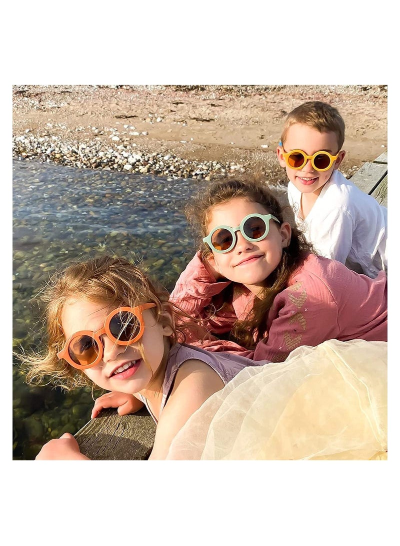 Kids Sunglasses, Retro Cute Round Sunglasses for Kids Girls Boys Sunnies UV400 Protection Sun Glasses, Flexible Frame for Girls Boys Age 2-10 Morandi Sunglasses Fashion Beach Holiday - Image 3