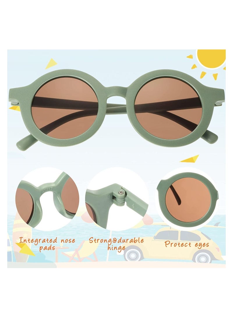 Kids Sunglasses, Retro Cute Round Sunglasses for Kids Girls Boys Sunnies UV400 Protection Sun Glasses, Flexible Frame for Girls Boys Age 2-10 Morandi Sunglasses Fashion Beach Holiday - Image 5