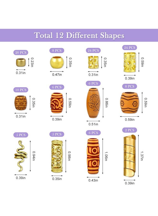YETOOME 124 PCS Hair Jewelry Accessories, Dreadlock Accessories Hair Decoration Hair Coils Rings, Imitation Wood-Like Hair Tube Beads for Braids - Image 2