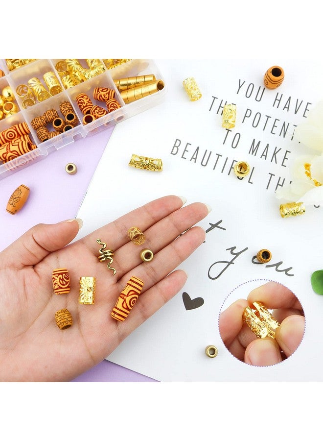 YETOOME 124 PCS Hair Jewelry Accessories, Dreadlock Accessories Hair Decoration Hair Coils Rings, Imitation Wood-Like Hair Tube Beads for Braids - Image 5