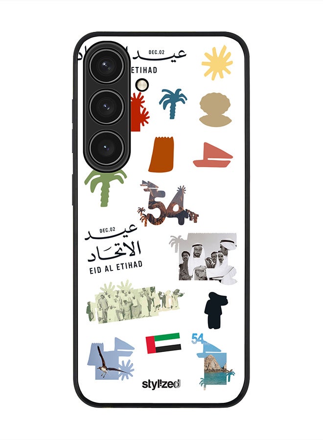 Stylizedd Cover for Samsung Galaxy S25 Case, Rugged Black Slim fit Soft Flexible Anti Drop TPU Gel Thin Protective Phone Cases- Eid Al Etihad 54th UAE National Day, White - Image 1