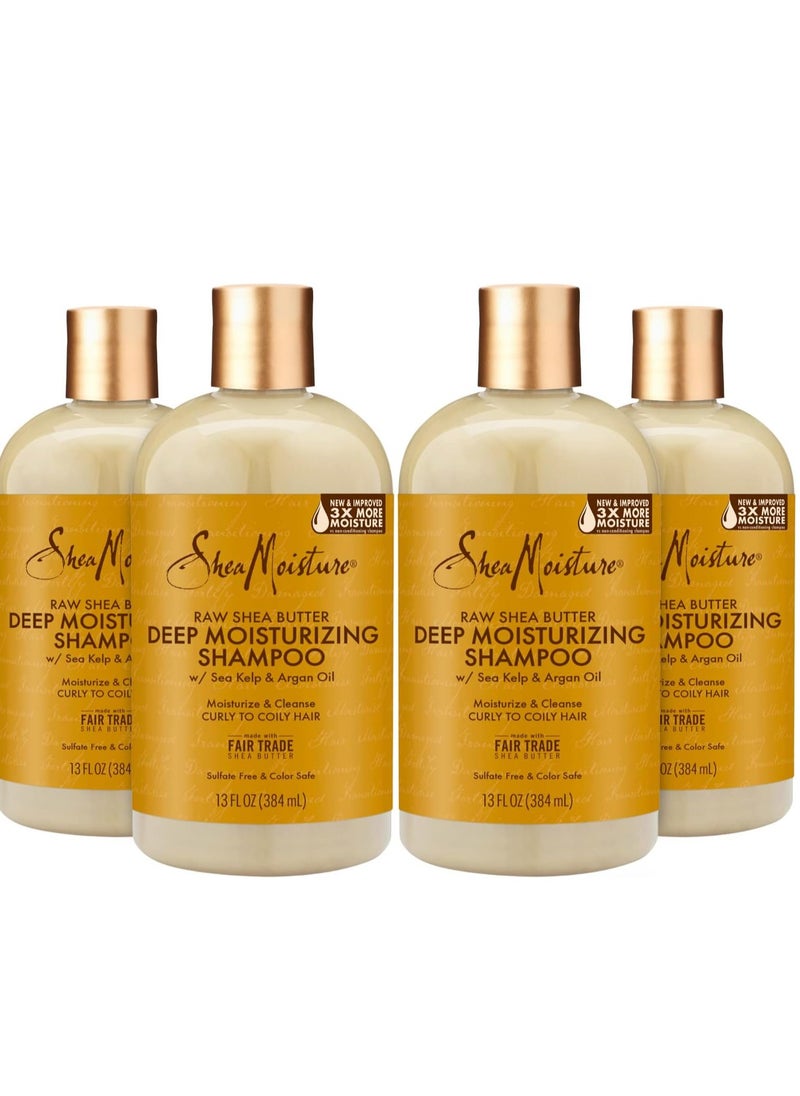 SheaMoister - SheaMoisture Raw Shea Butter Shampoo - Deep Moisture Shampoo for Curly Hair, Shampoo with Sea Kelp and Argan Oil, 13 oz EA (Pack of 4) - Image 1
