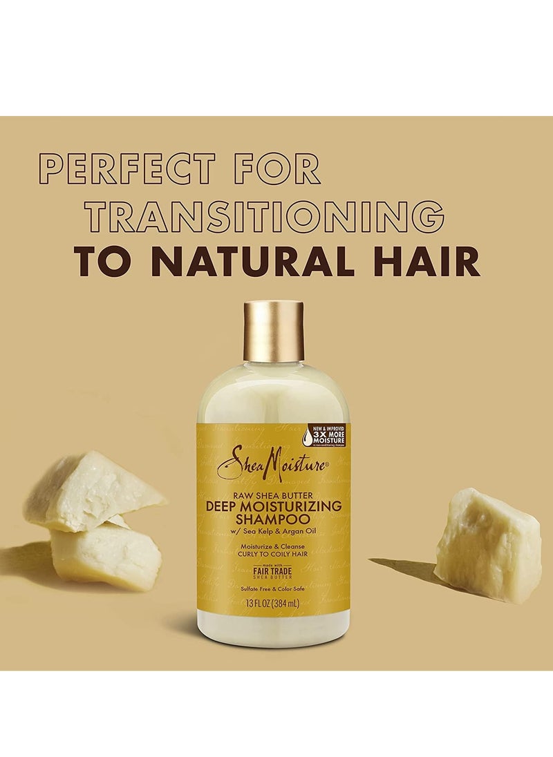 SheaMoister - SheaMoisture Raw Shea Butter Shampoo - Deep Moisture Shampoo for Curly Hair, Shampoo with Sea Kelp and Argan Oil, 13 oz EA (Pack of 4) - Image 1