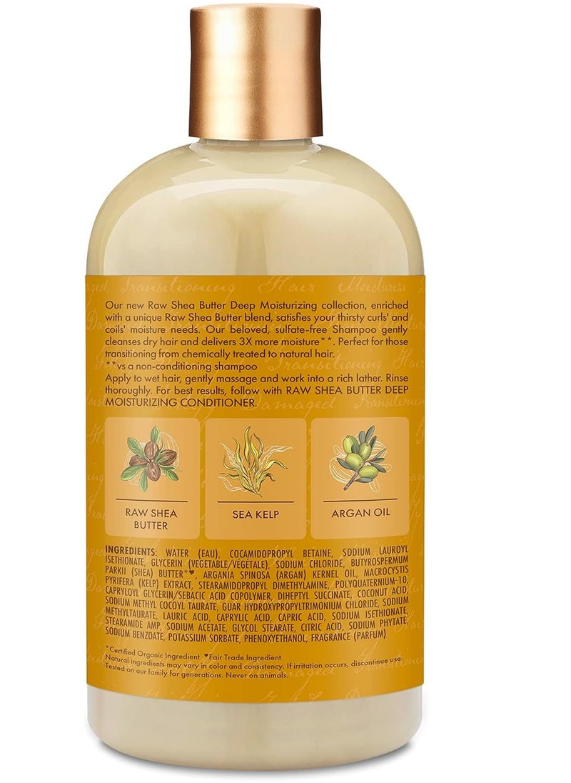 SheaMoister - SheaMoisture Raw Shea Butter Shampoo - Deep Moisture Shampoo for Curly Hair, Shampoo with Sea Kelp and Argan Oil, 13 oz EA (Pack of 4) - Image 1