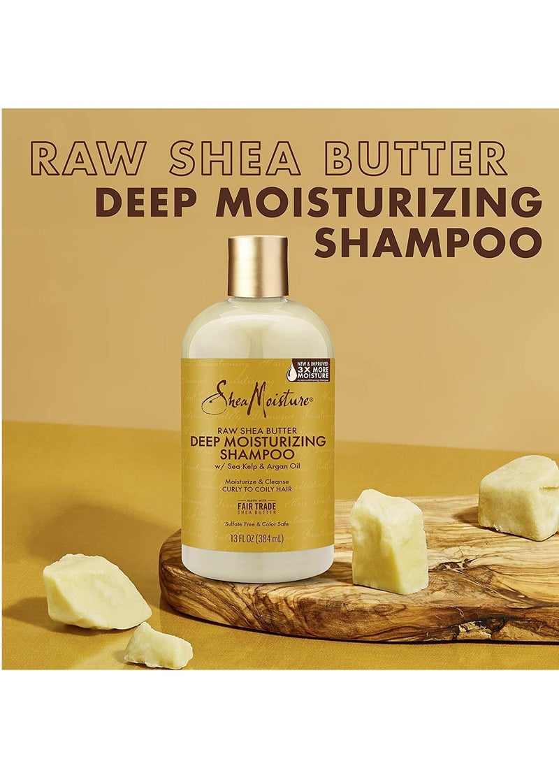 SheaMoister - SheaMoisture Raw Shea Butter Shampoo - Deep Moisture Shampoo for Curly Hair, Shampoo with Sea Kelp and Argan Oil, 13 oz EA (Pack of 4) - Image 1