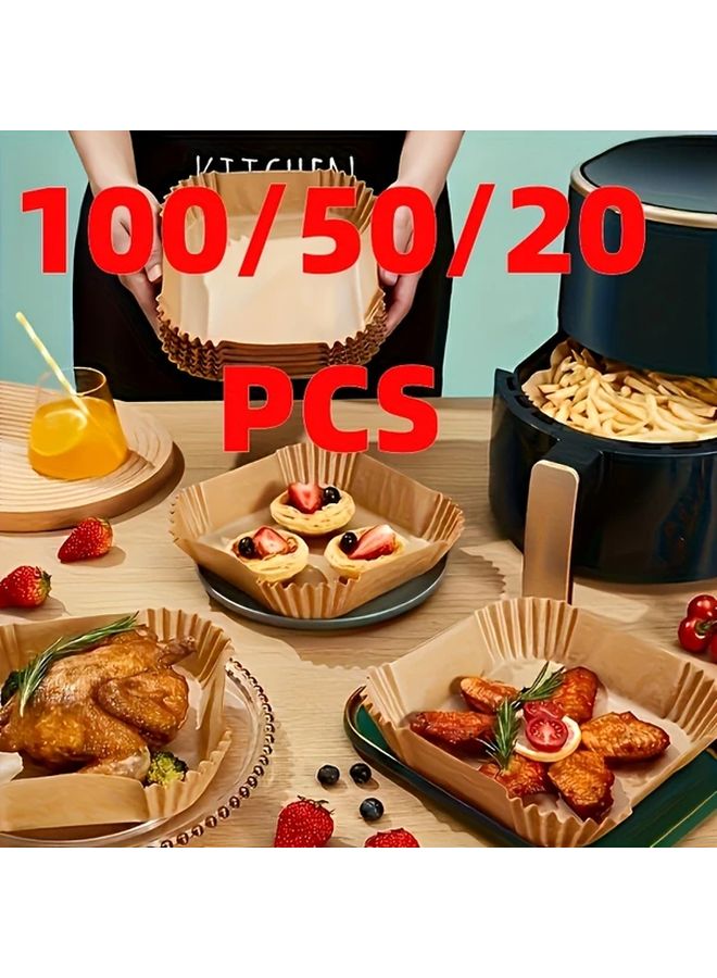 50pcs Thickened Air Fryer Pads Heat Resistant Baking Paper for Oven Microwave - Image 1