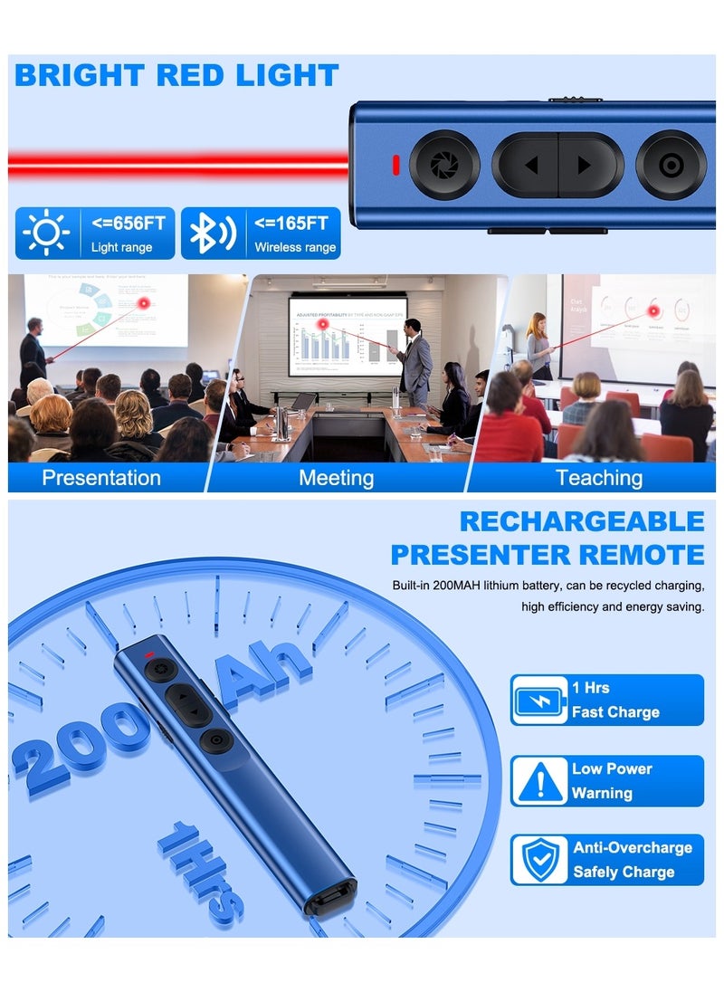 2 in 1 USB Type C Rechargeable Wireless Presenter Remote for PPT, 2.4GHz Presentation Remote Slide Advancer Powerpoint Clicker for Mac/Computer/Laptop/Keynote