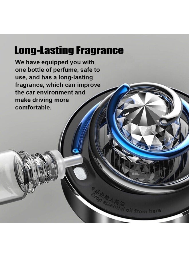 Car Air Freshener, Solar Rotating Car Freshener Creative Car Aromatherapy Diffuser with Crystal Ball Adjustable Intensity for  Car Interior Decoration Accessories & Home Decor Black - Image 3