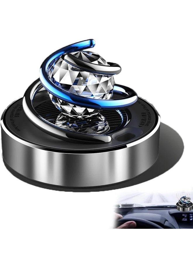 Car Air Freshener, Solar Rotating Car Freshener Creative Car Aromatherapy Diffuser with Crystal Ball Adjustable Intensity for  Car Interior Decoration Accessories & Home Decor Black - Image 1